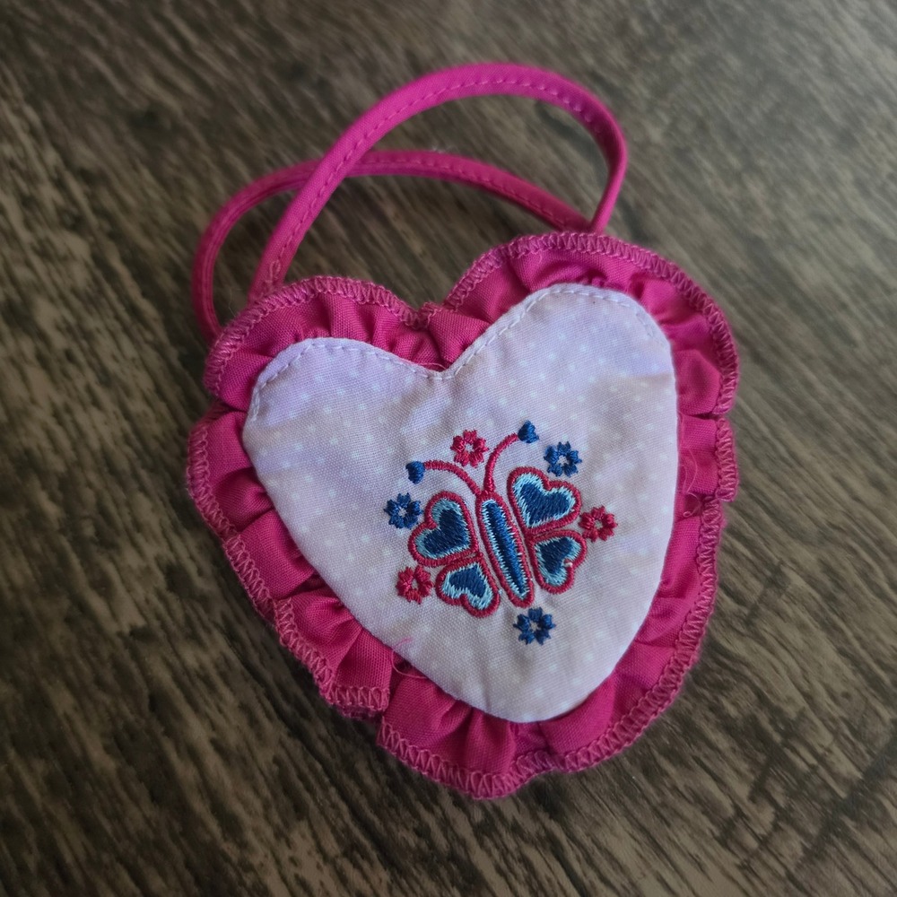 OUR GENERATION Doll Accessory Girls Pink Heart Butterfly Ruffle Bag Purse